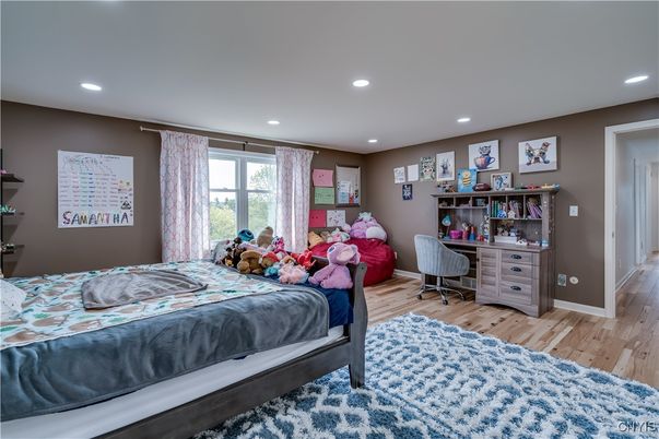 Bedroom, Home Office, Interior, Recessed Lighting, Wood Texture Flooring