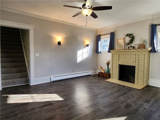 Empty room, Fireplace, Interior, Wood Texture Flooring