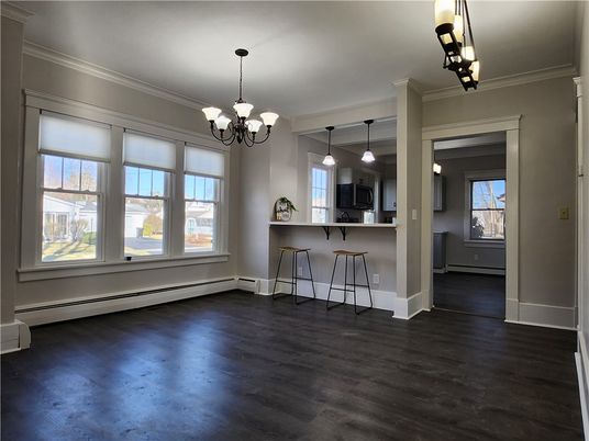 Chandelier, Interior, Kitchen, Pendant Lights, Wood Texture Flooring