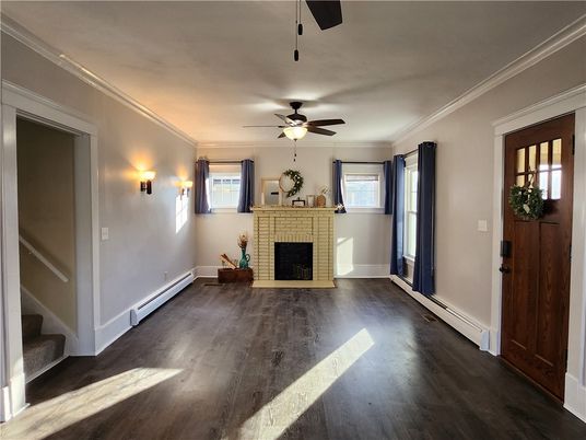 Empty room, Fireplace, Interior, Wood Texture Flooring