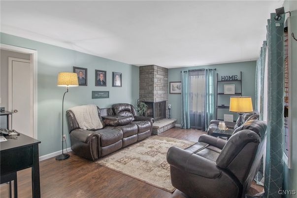 Fireplace, Interior, Living room, Stone Walls, Wood Texture Flooring