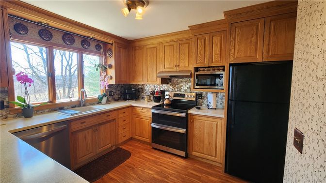 Interior, Kitchen, Stainless Steel Appliances, Wood Texture Flooring