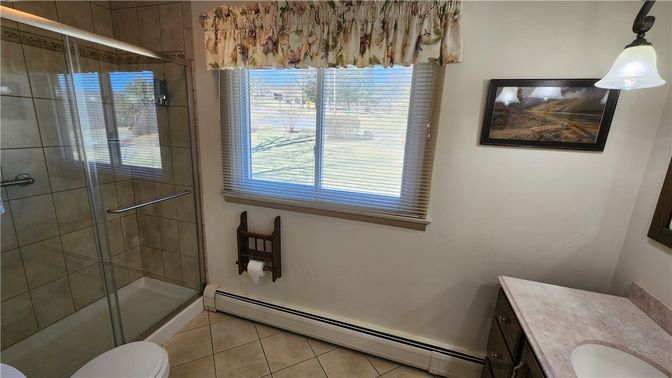 Bathroom, Glass Shower, Interior, Pendant Lights