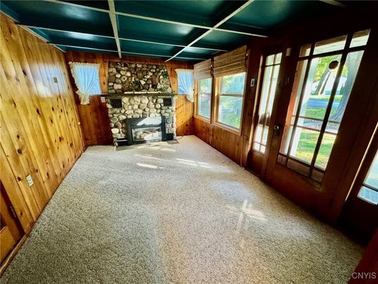 Empty room, Fireplace, Interior, Wooden Walls