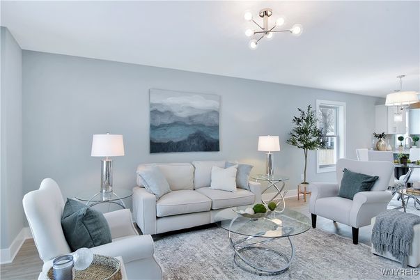 Dining room, Interior, Living room, Pendant Lights, Wood Texture Flooring