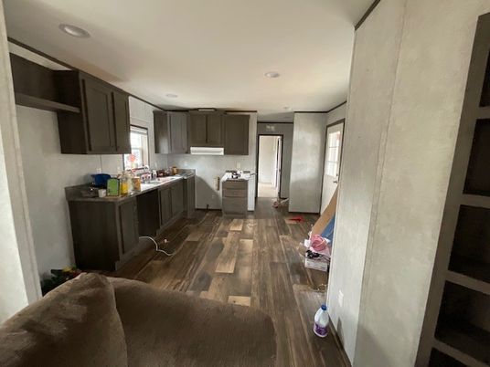 Interior, Kitchen, Recessed Lighting, Wood Texture Flooring
