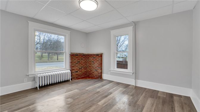 Empty room, Interior, Stone Walls, Wood Texture Flooring