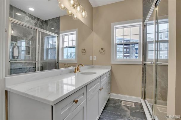 Bathroom, Dual Sink Vanities, Glass Shower, Interior, Recessed Lighting