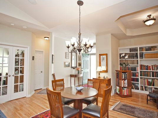 Chandelier, Dining room, Interior, Wood Texture Flooring