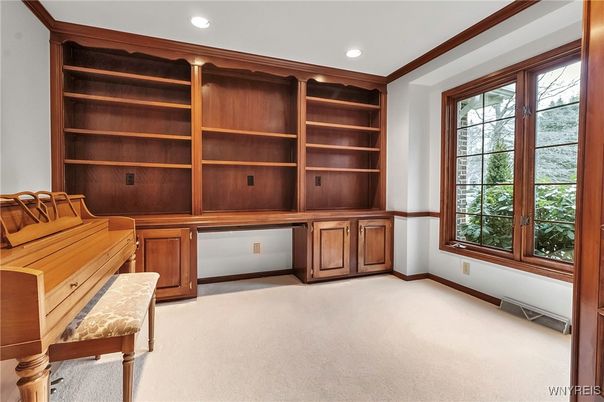 Home Office, Interior, Piano, Recessed Lighting