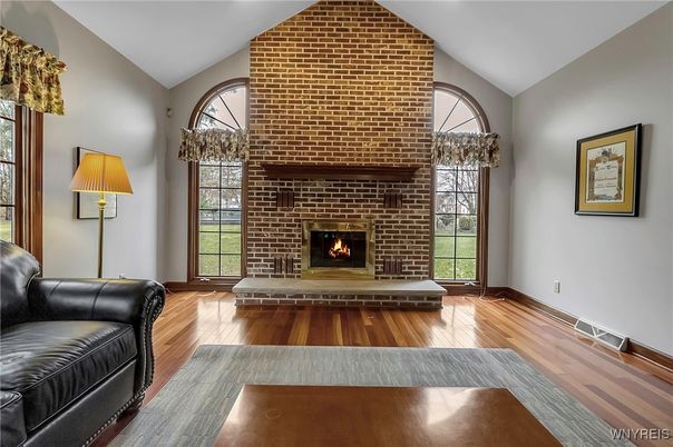 Fireplace, Interior, Stone Walls, Wood Texture Flooring