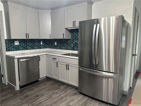 Interior, Kitchen, Stainless Steel Appliances, Wood Texture Flooring