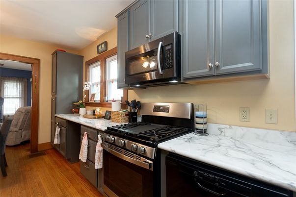 Interior, Kitchen, Stainless Steel Appliances, Wood Texture Flooring