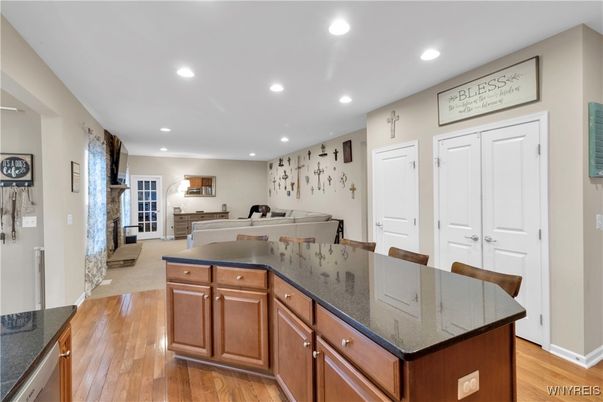 Interior, Kitchen, Living room, Recessed Lighting, Wood Texture Flooring