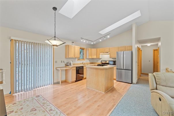 Interior, Kitchen, Pendant Lights, Stainless Steel Appliances, Wood Texture Flooring