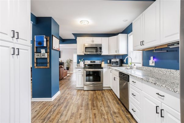 Interior, Kitchen, Stainless Steel Appliances, Wood Texture Flooring