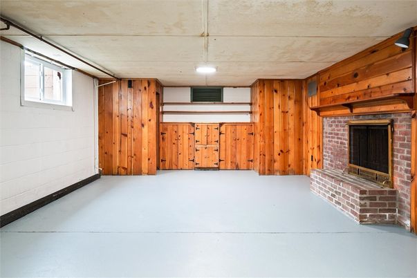 Empty room, Fireplace, Interior, Wooden Walls