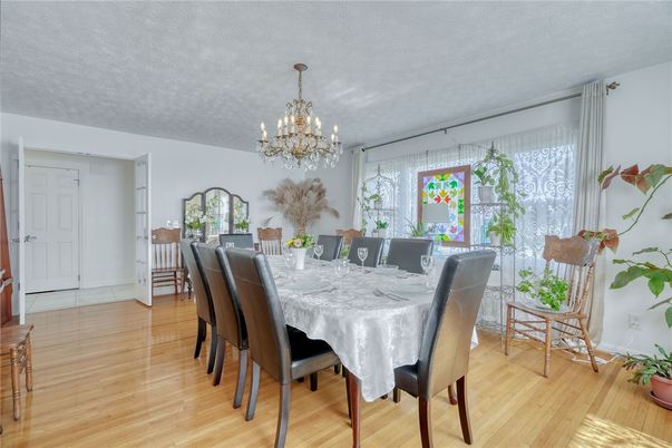 Chandelier, Dining room, Interior, Wood Texture Flooring