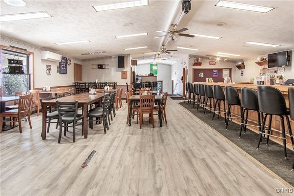 Dining room, Interior, Recessed Lighting, Wood Texture Flooring