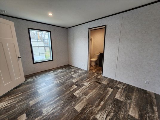Bathroom, Empty room, Interior, Recessed Lighting, Wood Texture Flooring