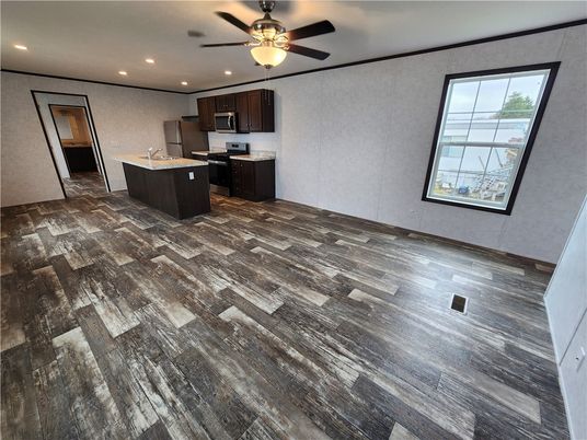Interior, Kitchen, Recessed Lighting, Wood Texture Flooring
