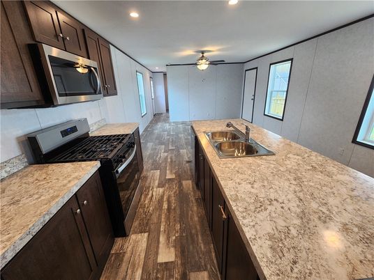 Interior, Kitchen, Recessed Lighting, Wood Texture Flooring