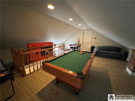 Billiard Table, Game Room, Interior, Recessed Lighting, Wood Texture Flooring
