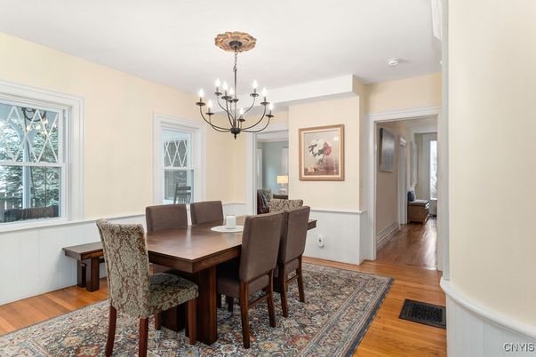 Chandelier, Dining room, Interior, Wood Texture Flooring
