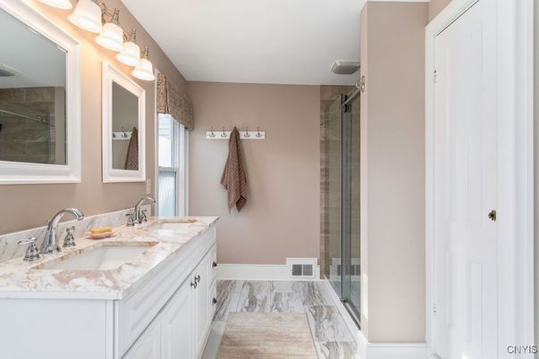 Bathroom, Dual Sink Vanities, Glass Shower, Interior
