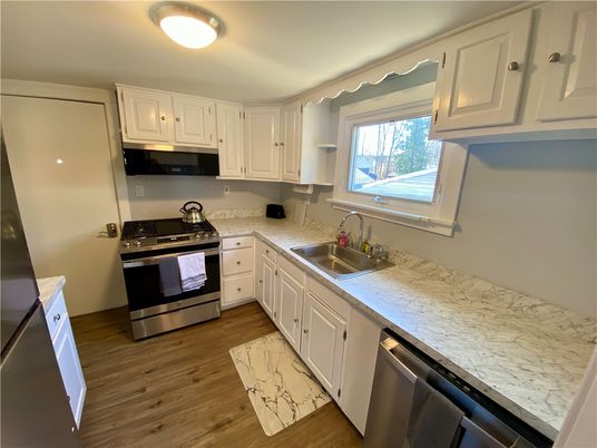 Interior, Kitchen, Stainless Steel Appliances, Wood Texture Flooring