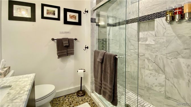 Bathroom, Glass Shower, Interior, Marble Walls