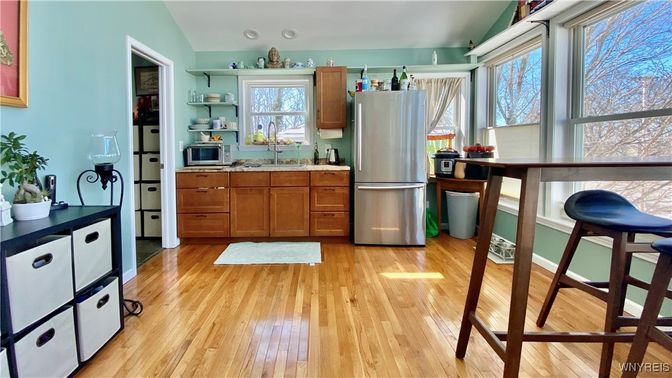 Interior, Kitchen, Stainless Steel Appliances, Wood Texture Flooring