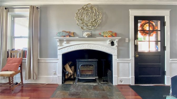 Fireplace, Interior, Wood Texture Flooring