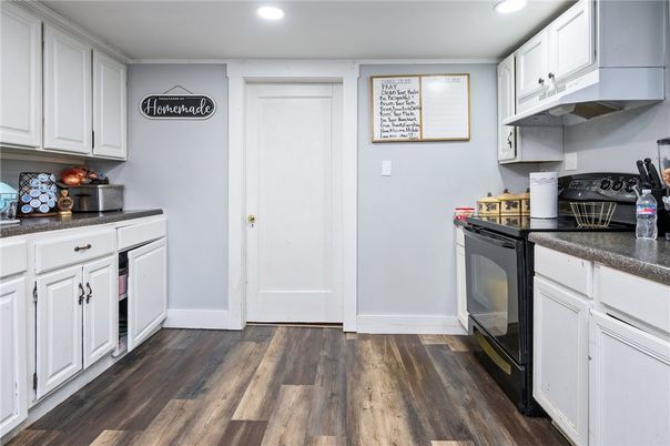 Interior, Kitchen, Recessed Lighting, Wood Texture Flooring