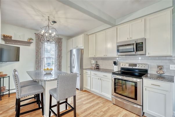 Interior, Kitchen, Pendant Lights, Stainless Steel Appliances, Wood Texture Flooring