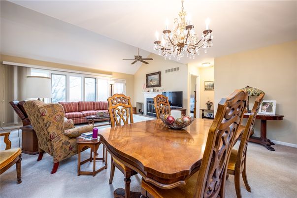 Chandelier, Dining room, Fireplace, Interior, Living room