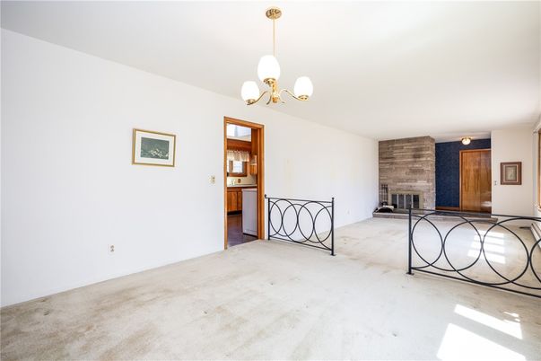 Chandelier, Empty room, Fireplace, Interior
