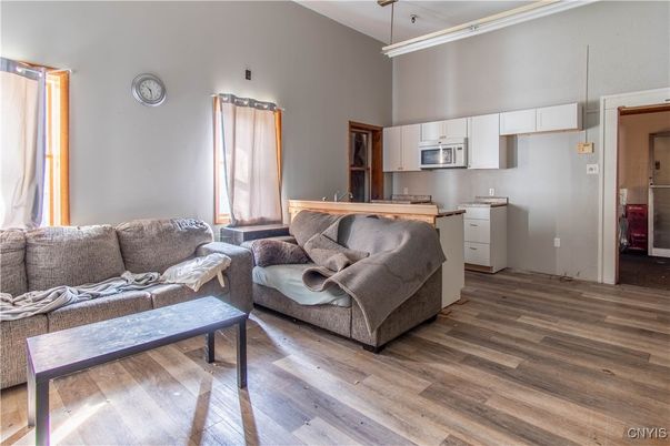 Interior, Kitchen, Living room, Pendant Lights, Wood Texture Flooring