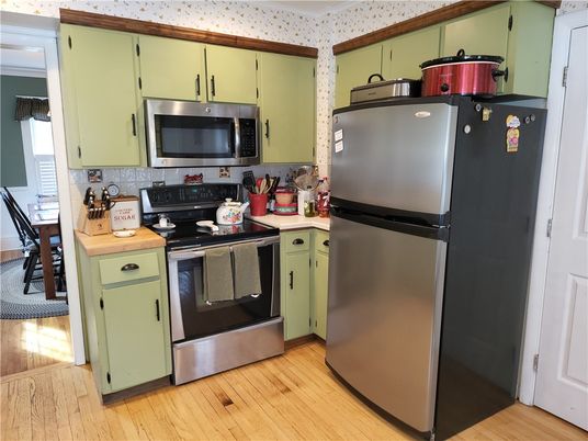 Interior, Kitchen, Stainless Steel Appliances, Wood Texture Flooring