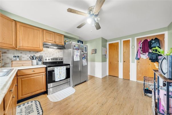 Interior, Kitchen, Stainless Steel Appliances, Wood Texture Flooring
