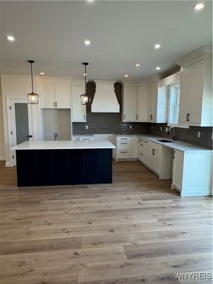 Interior, Kitchen, Pendant Lights, Recessed Lighting, Wood Texture Flooring