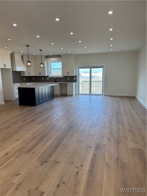 Interior, Kitchen, Pendant Lights, Recessed Lighting, Wood Texture Flooring