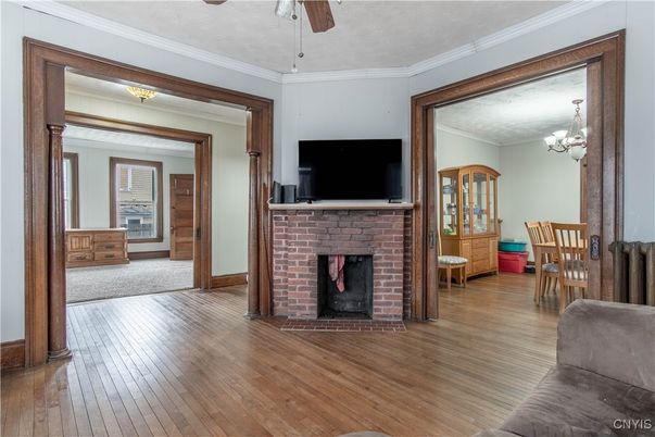 Chandelier, Fireplace, Interior, Wood Texture Flooring