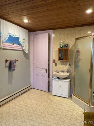 Bathroom, Interior, Recessed Lighting, Wooden Ceilings