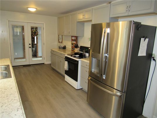 Interior, Kitchen, Stainless Steel Appliances, Wood Texture Flooring