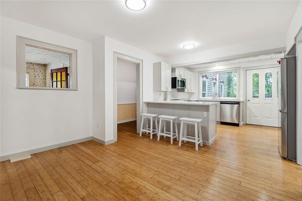 Interior, Kitchen, Stainless Steel Appliances, Wood Texture Flooring