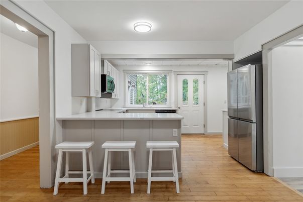 Interior, Kitchen, Stainless Steel Appliances, Wood Texture Flooring