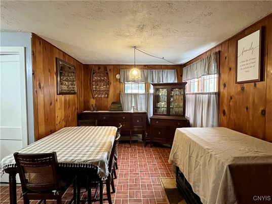 Dining room, Interior, Pendant Lights, Wooden Walls
