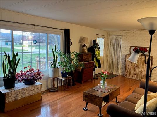 Interior, Living room, Stone Walls, Wood Texture Flooring