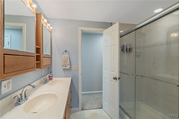 Bathroom, Dual Sink Vanities, Glass Shower, Interior